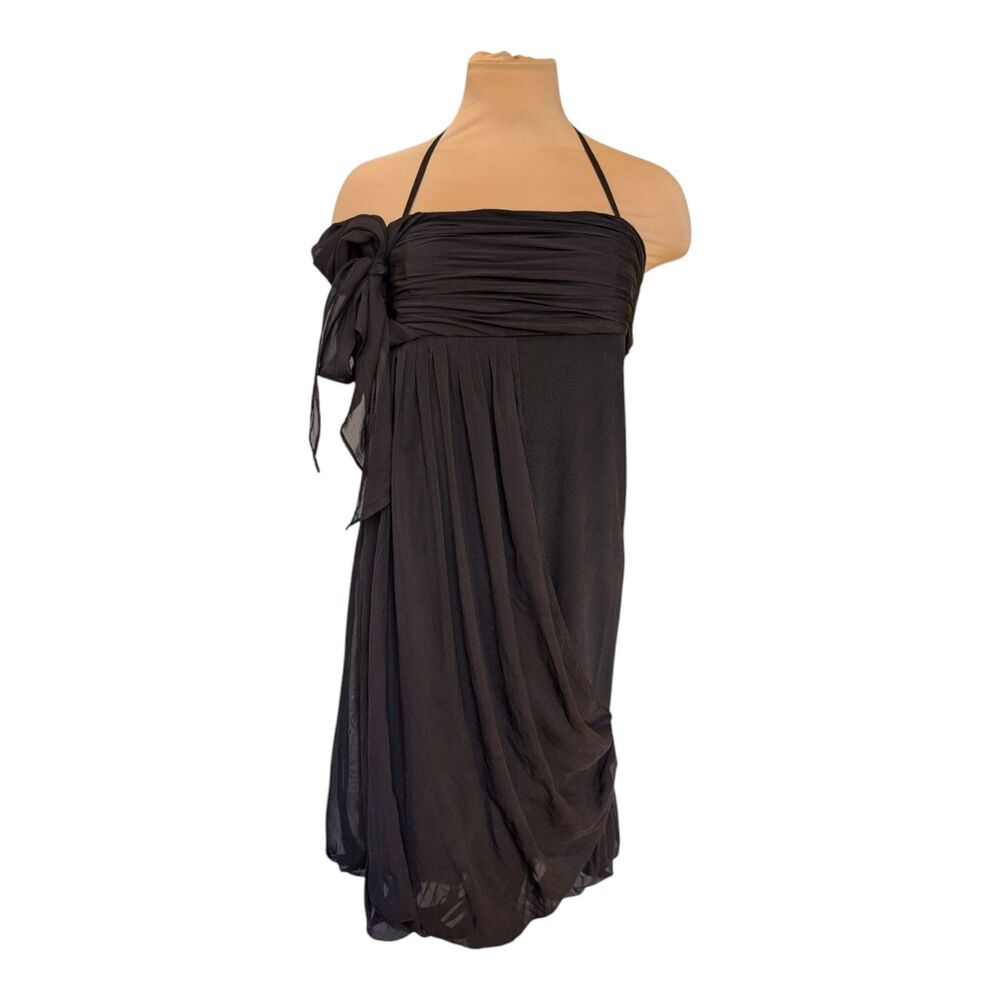 Alice + Olivia Little Black Dress Size Medium Silk Gathered Body and Hem